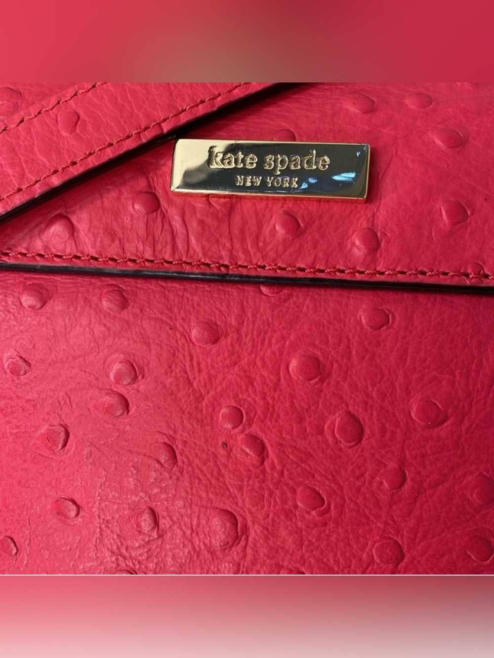 EUC Kate Spade Charm City Joleen Ostrich Embossed Bow Shoulder Bag Desert Rose - Picture 10 of 13